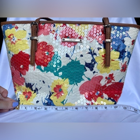 Nine West It Girl Sequin Floral Tote Purse - Picture 11 of 14